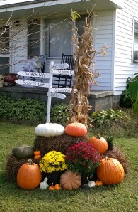My fall display with Halloween sign